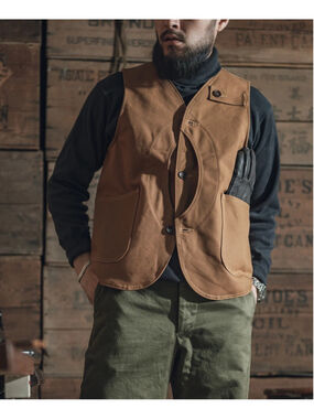 Bronson 13oz Canvas Game Pocket Hunting Vest 1930's Retro Men Fishing Waistcoat